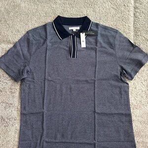 Banana Republic Luxury Touch Polo Shirt Mens Blue Stripe NWT